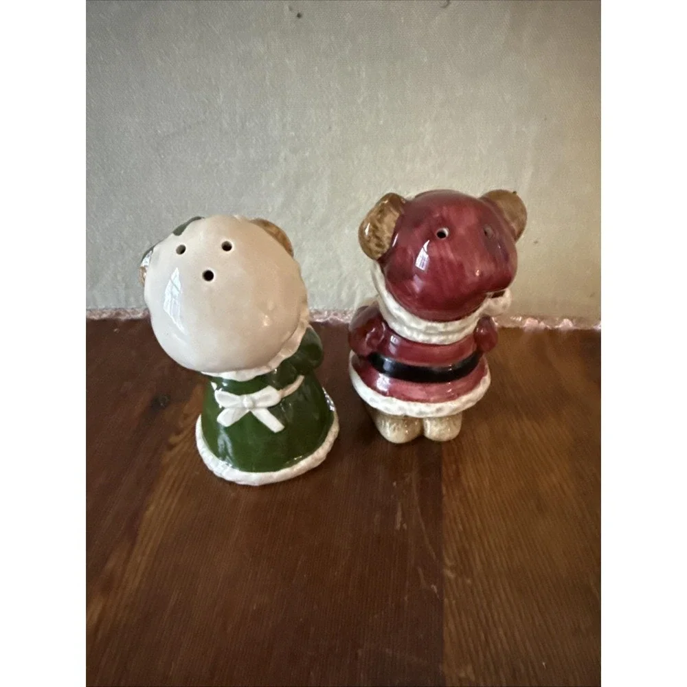 Otagiri Japan Santa Bear Christmas Salt Pepper Shakers - Vintage
